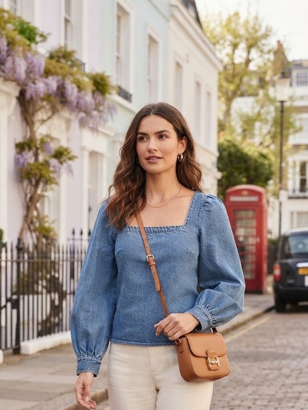 J. Crew Re-Imagined Cotton-Linen Square Neck Puff Sleeve Denim Top - XS - NWT